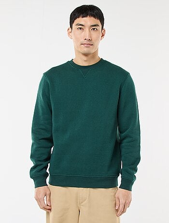 Sudadera lisa de cuello redondo en felpa perchada