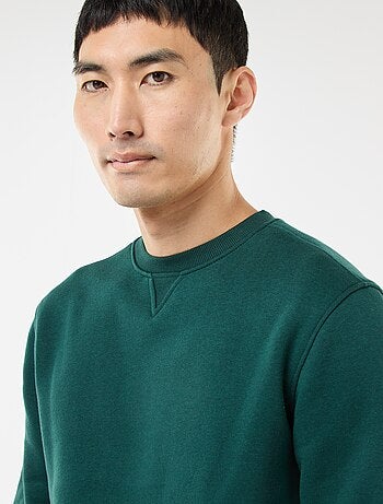 Sudadera lisa de cuello redondo en felpa perchada