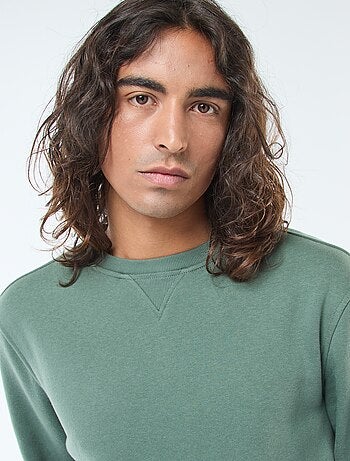 Sudadera lisa de cuello redondo en felpa perchada
