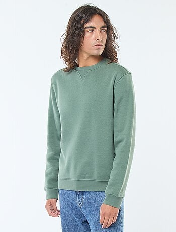 Sudadera lisa de cuello redondo en felpa perchada