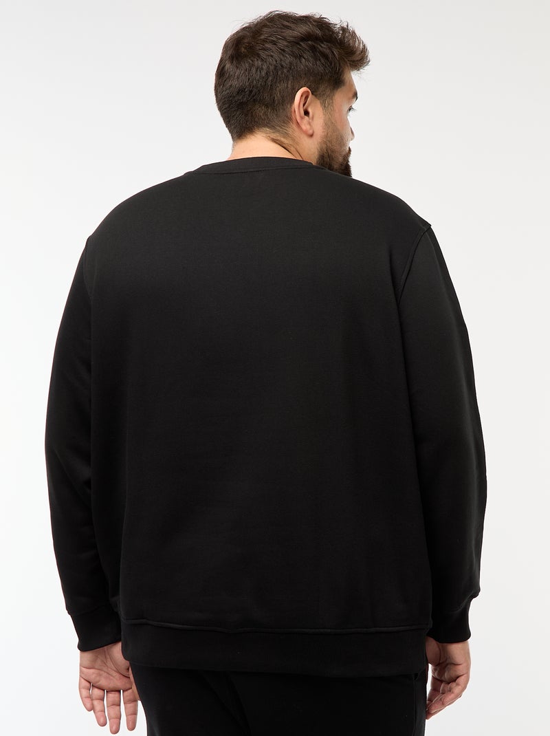 Sudadera lisa de cuello redondo Negro - Kiabi