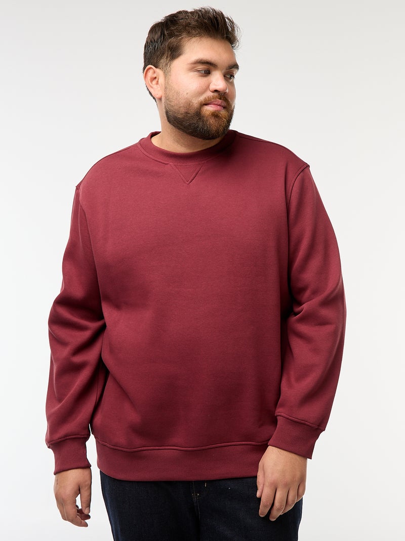 Sudadera lisa de cuello redondo Rojo - Kiabi