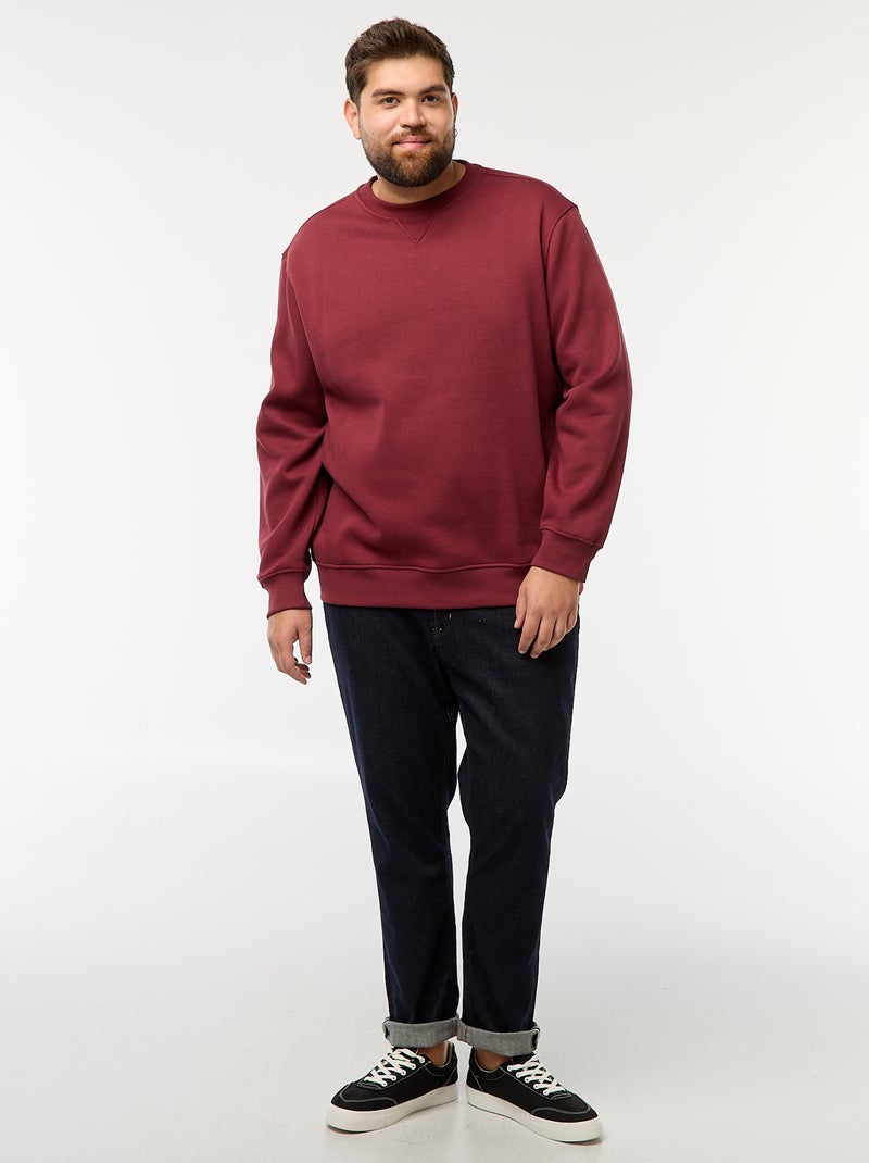 Sudadera lisa de cuello redondo Rojo - Kiabi