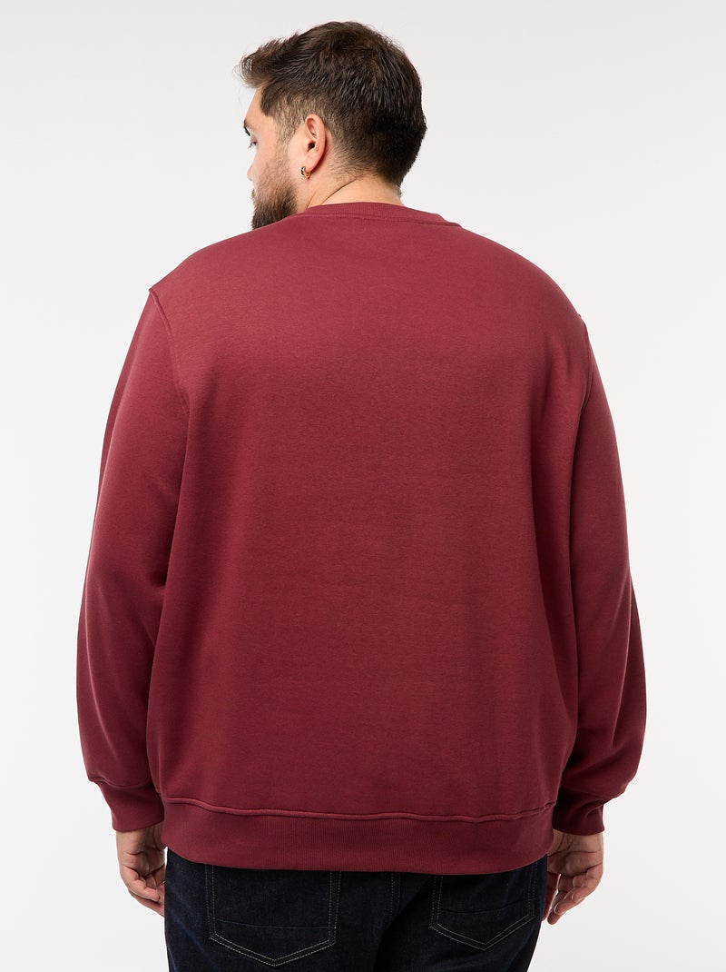 Sudadera lisa de cuello redondo Rojo - Kiabi
