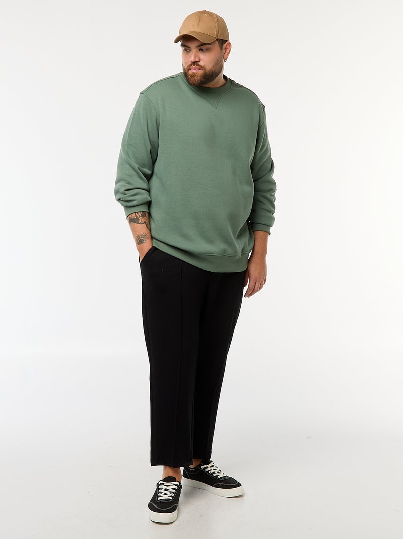 Sudadera lisa de cuello redondo Verde - Kiabi