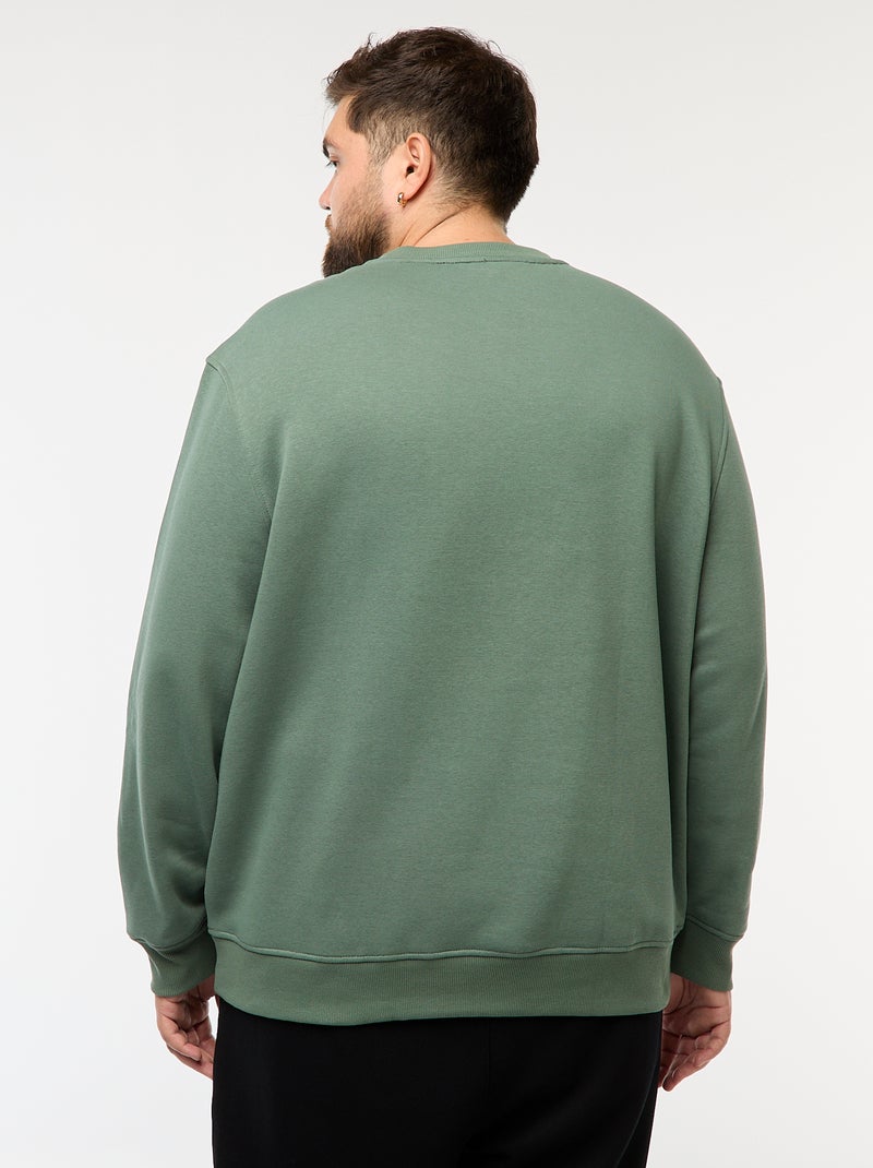 Sudadera lisa de cuello redondo Verde - Kiabi