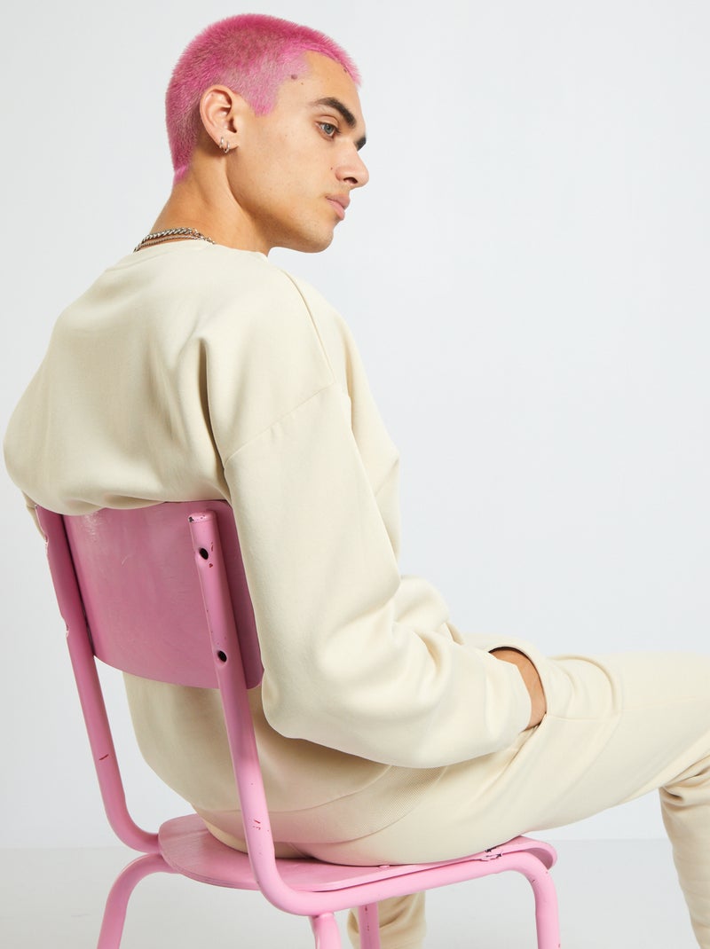 Sudadera lisa de felpa BEIGE - Kiabi