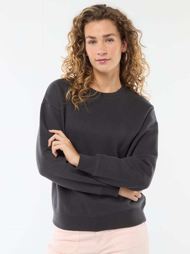 Sudadera lisa de felpa cálida Gris - Kiabi