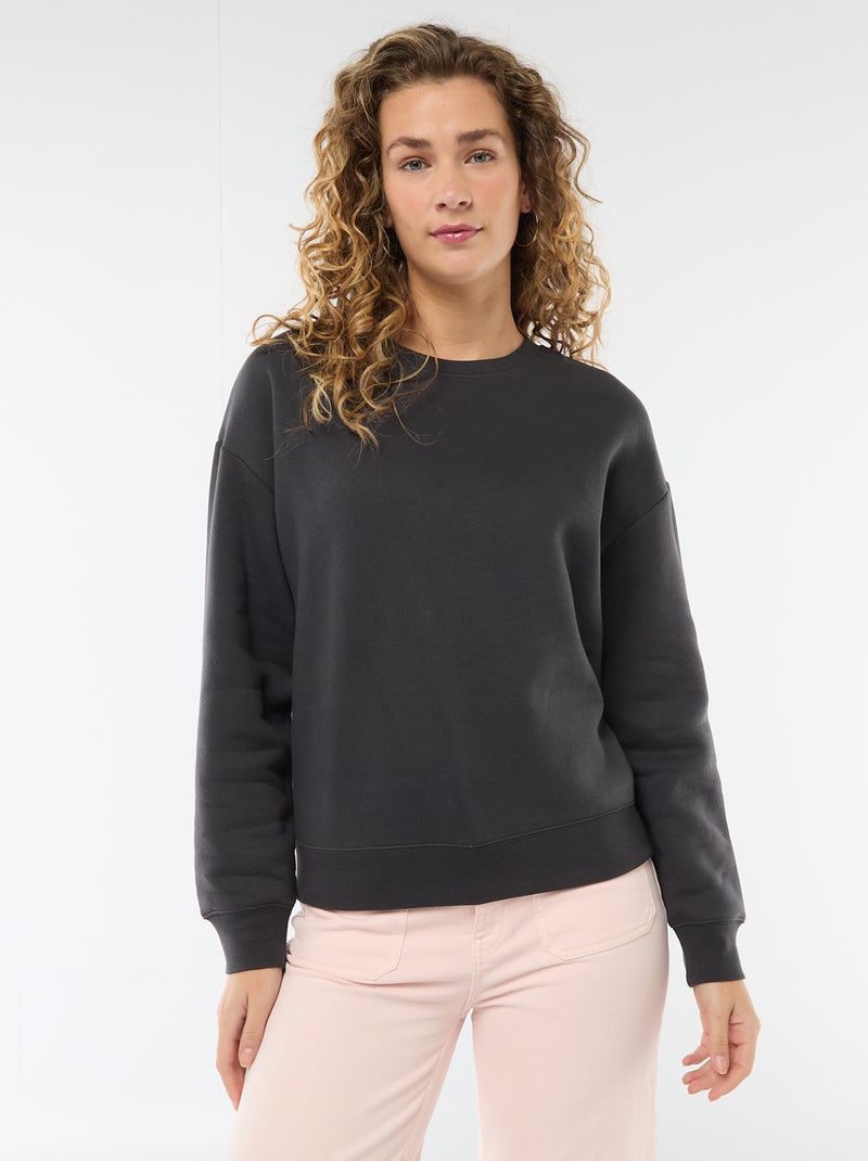 Sudadera lisa de felpa cálida Gris - Kiabi