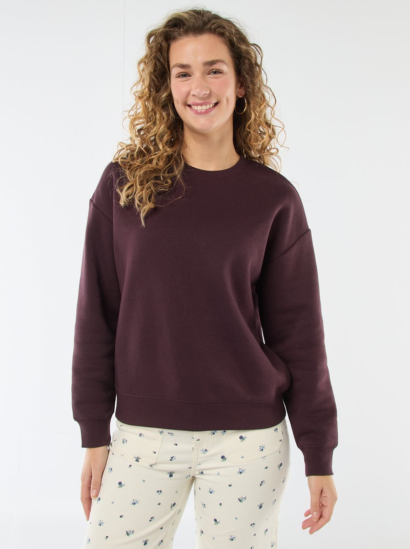 Sudadera lisa de felpa cálida Purpura - Kiabi
