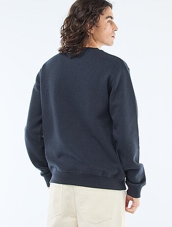 Sudadera lisa de felpa con cuello redondo