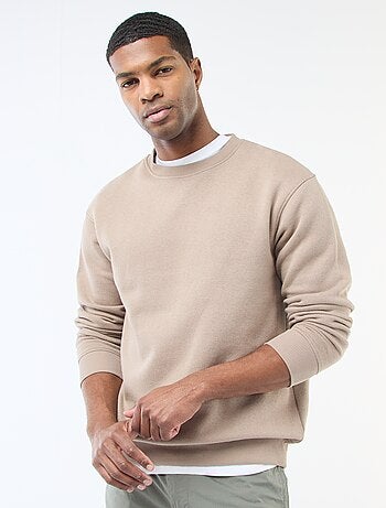 Sudadera lisa de felpa con cuello redondo