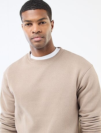 Sudadera lisa de felpa con cuello redondo