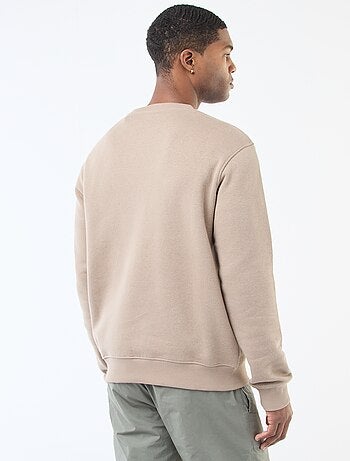 Sudadera lisa de felpa con cuello redondo