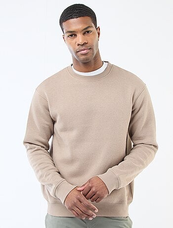 Sudadera lisa de felpa con cuello redondo