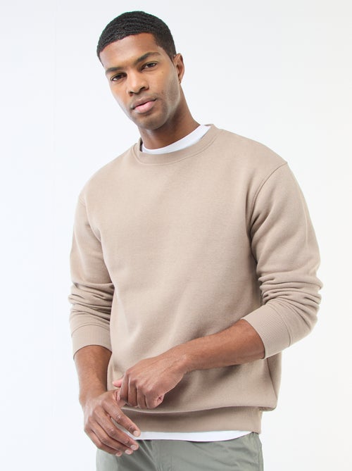 Sudadera lisa de felpa con cuello redondo - Kiabi Sudadera lisa de felpa con cuello redondo - Kiabi