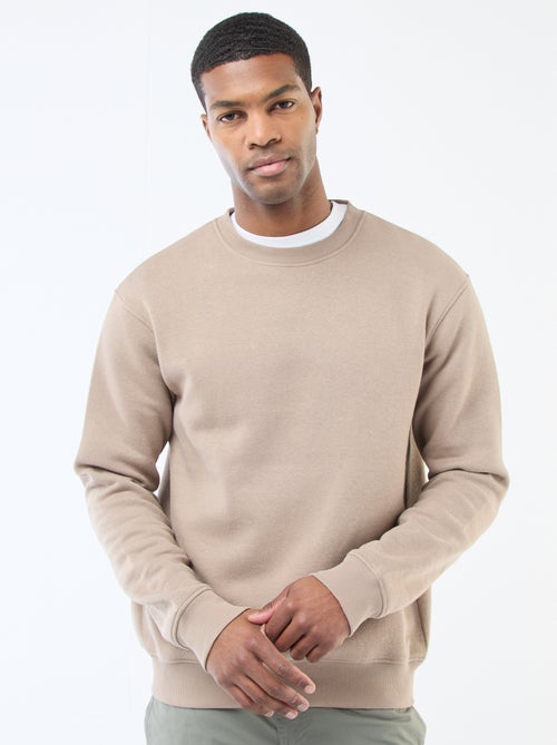 Sudadera lisa de felpa con cuello redondo - Kiabi Sudadera lisa de felpa con cuello redondo - Kiabi