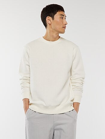 Sudadera lisa de felpa con cuello redondo