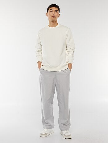 Sudadera lisa de felpa con cuello redondo