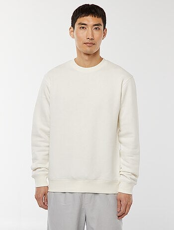 Sudadera lisa de felpa con cuello redondo