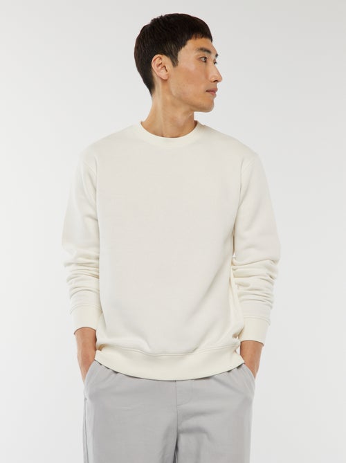 Sudadera lisa de felpa con cuello redondo - Kiabi