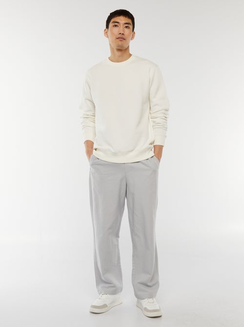 Sudadera lisa de felpa con cuello redondo - Kiabi