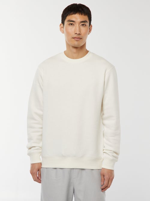 Sudadera lisa de felpa con cuello redondo - Kiabi