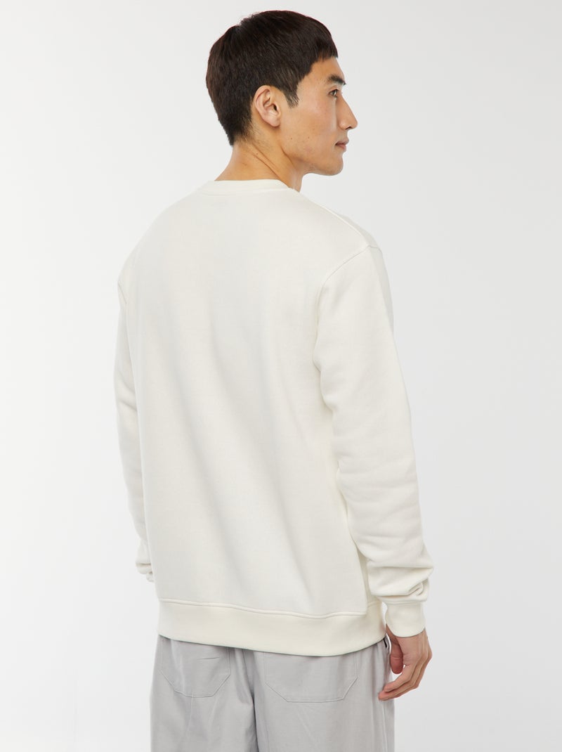 Sudadera lisa de felpa con cuello redondo Blanco - Kiabi