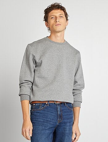 Sudadera lisa de felpa con cuello redondo