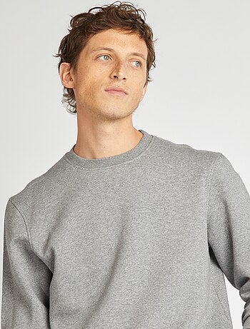 Sudadera lisa de felpa con cuello redondo