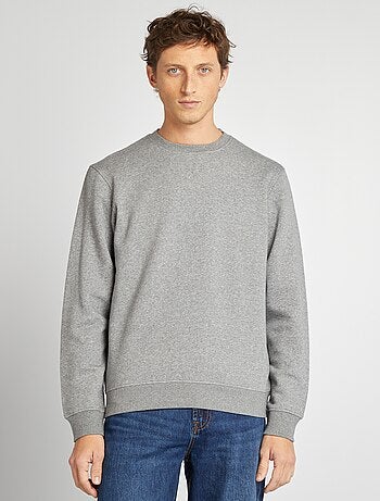 Sudadera lisa de felpa con cuello redondo