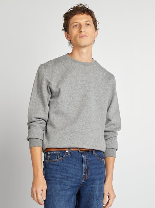 Sudadera lisa de felpa con cuello redondo - Kiabi