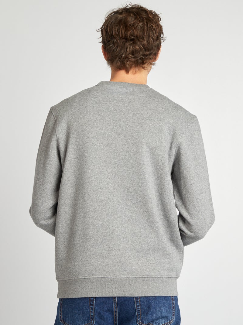 Sudadera lisa de felpa con cuello redondo GRIS - Kiabi