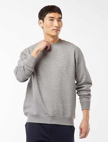 Sudadera lisa de felpa con cuello redondo