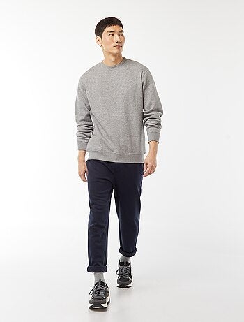 Sudadera lisa de felpa con cuello redondo