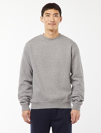Sudadera lisa de felpa con cuello redondo