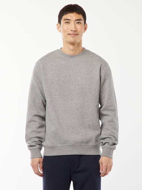 Sudadera lisa de felpa con cuello redondo - Kiabi