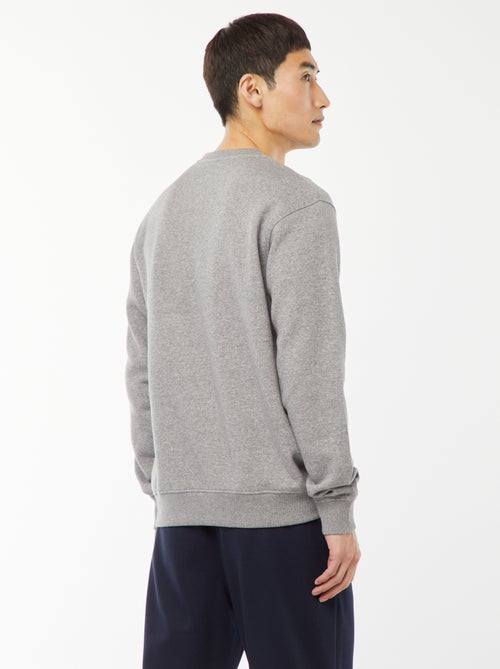 Sudadera lisa de felpa con cuello redondo - Kiabi