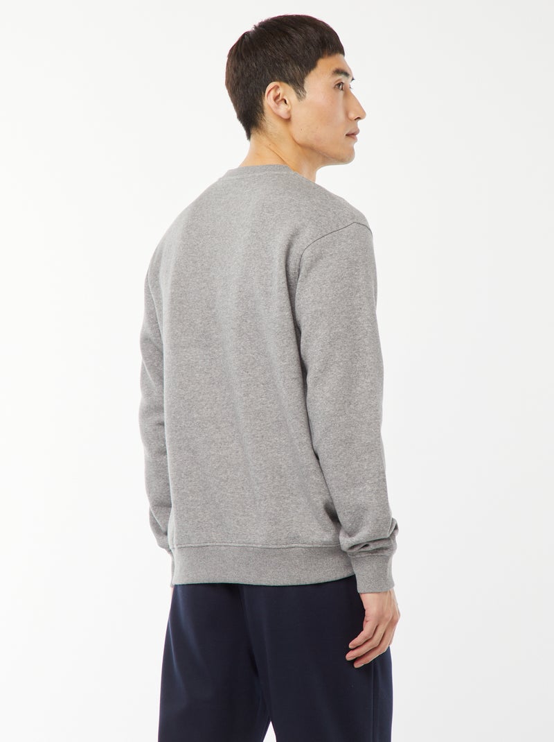 Sudadera lisa de felpa con cuello redondo Gris - Kiabi