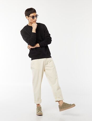 Sudadera lisa de felpa con cuello redondo