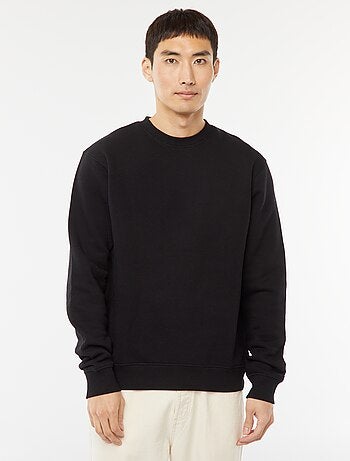 Sudadera lisa de felpa con cuello redondo