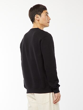 Sudadera lisa de felpa con cuello redondo