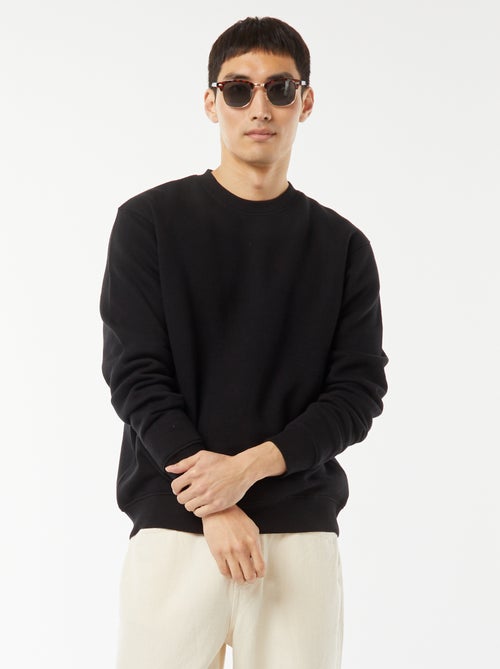 Sudadera lisa de felpa con cuello redondo - Kiabi