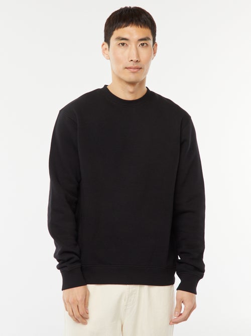 Sudadera lisa de felpa con cuello redondo - Kiabi