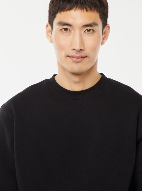 Sudadera lisa de felpa con cuello redondo - Kiabi