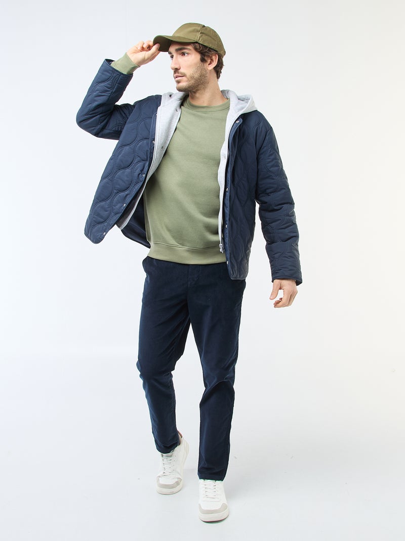 Sudadera lisa de felpa con cuello redondo Verde - Kiabi