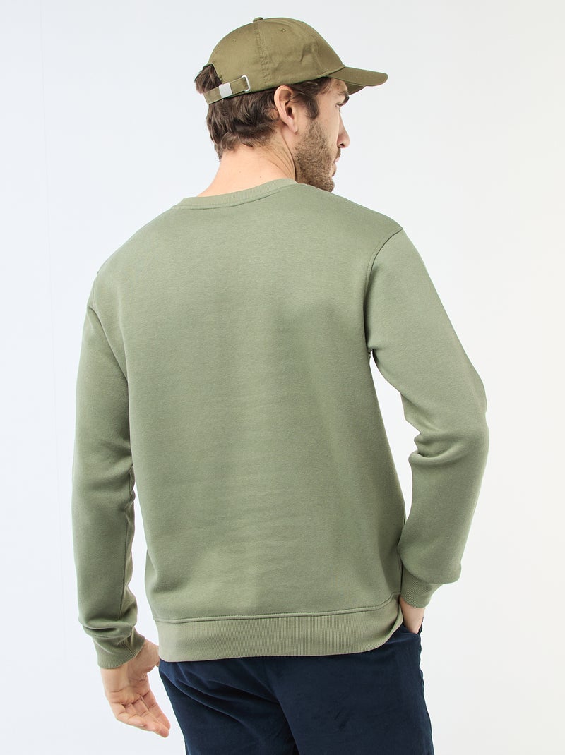 Sudadera lisa de felpa con cuello redondo Verde - Kiabi