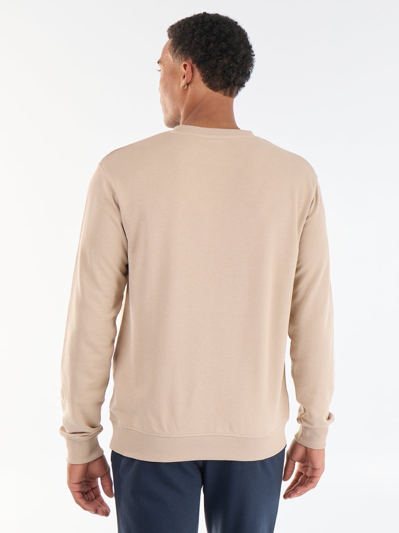 Sudadera lisa de felpa francesa Beige - Kiabi