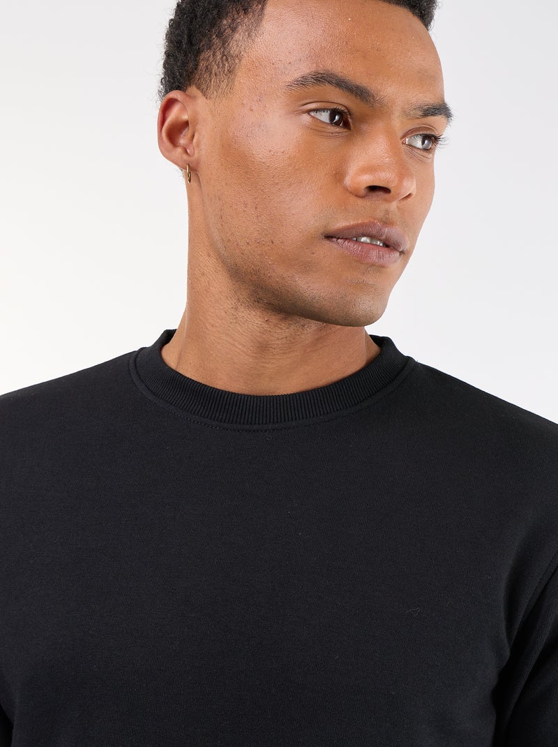 Sudadera lisa de felpa francesa Negro - Kiabi