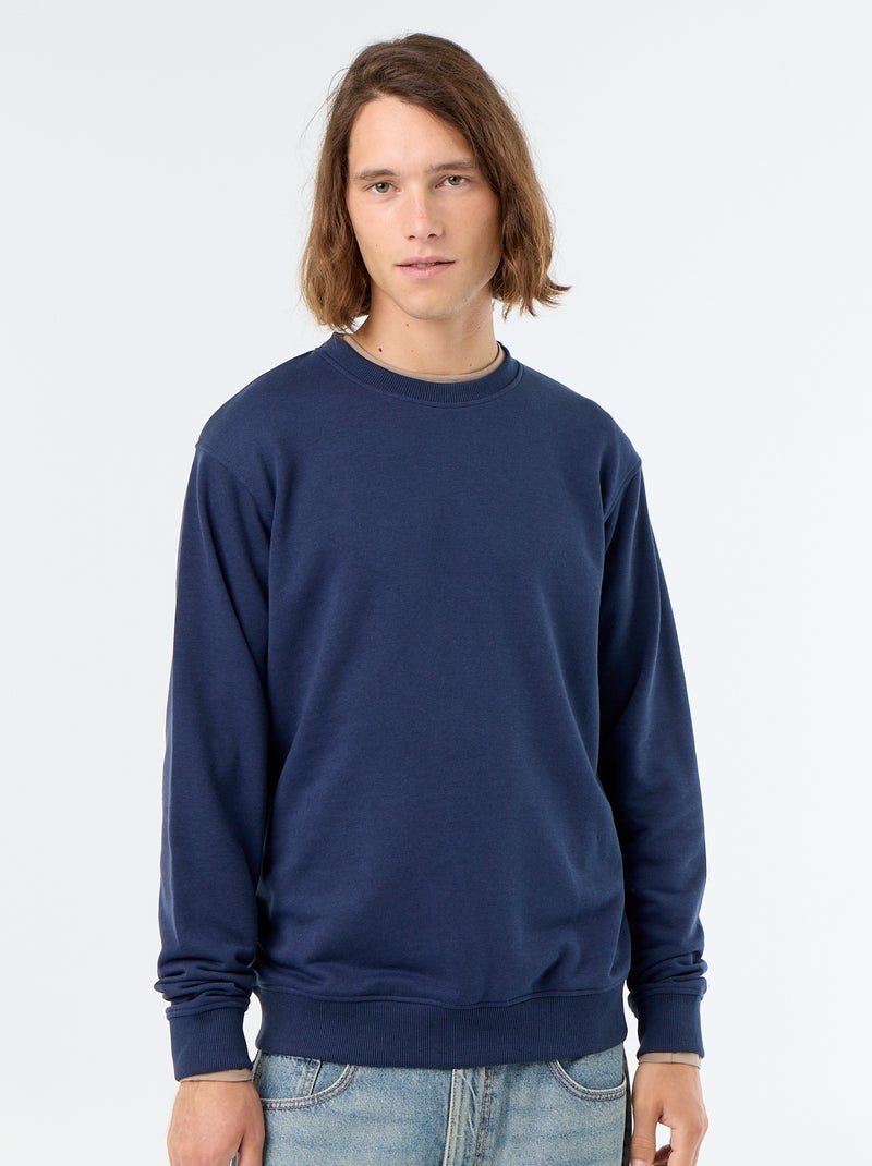 Sudadera lisa de felpa francesa Negro - Kiabi